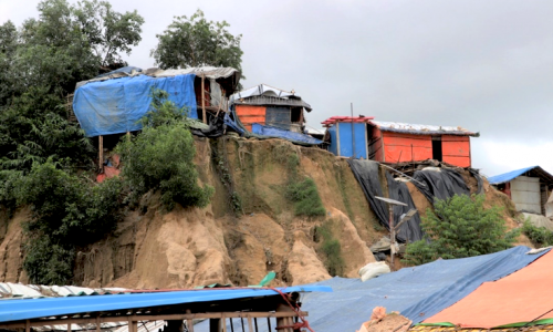 Refugee camps built in the Bangladeshi hillside are vulnerable to sudden landslides. Photo: Eno Jonathan/UNDP